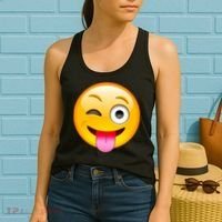Emoticon Tongue Out Emoji with Winking Eye Smiley Women's Tank Top thumb 2