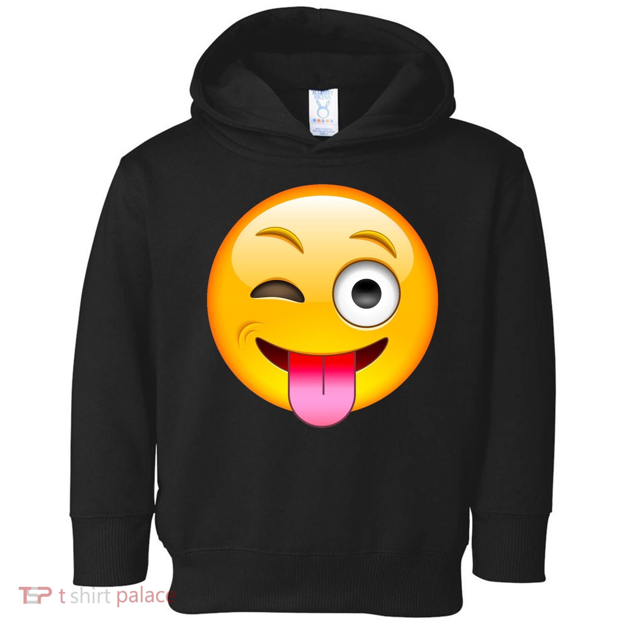 Emoticon Tongue Out Emoji with Winking Eye Smiley Toddler Hoodie