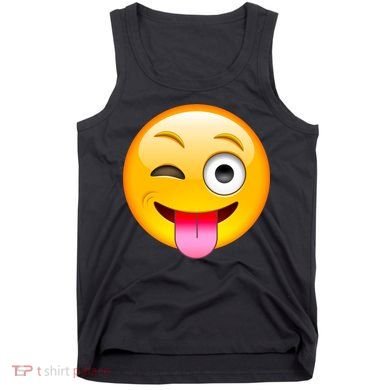 Emoticon Tongue Out Emoji with Winking Eye Smiley Tank Top
