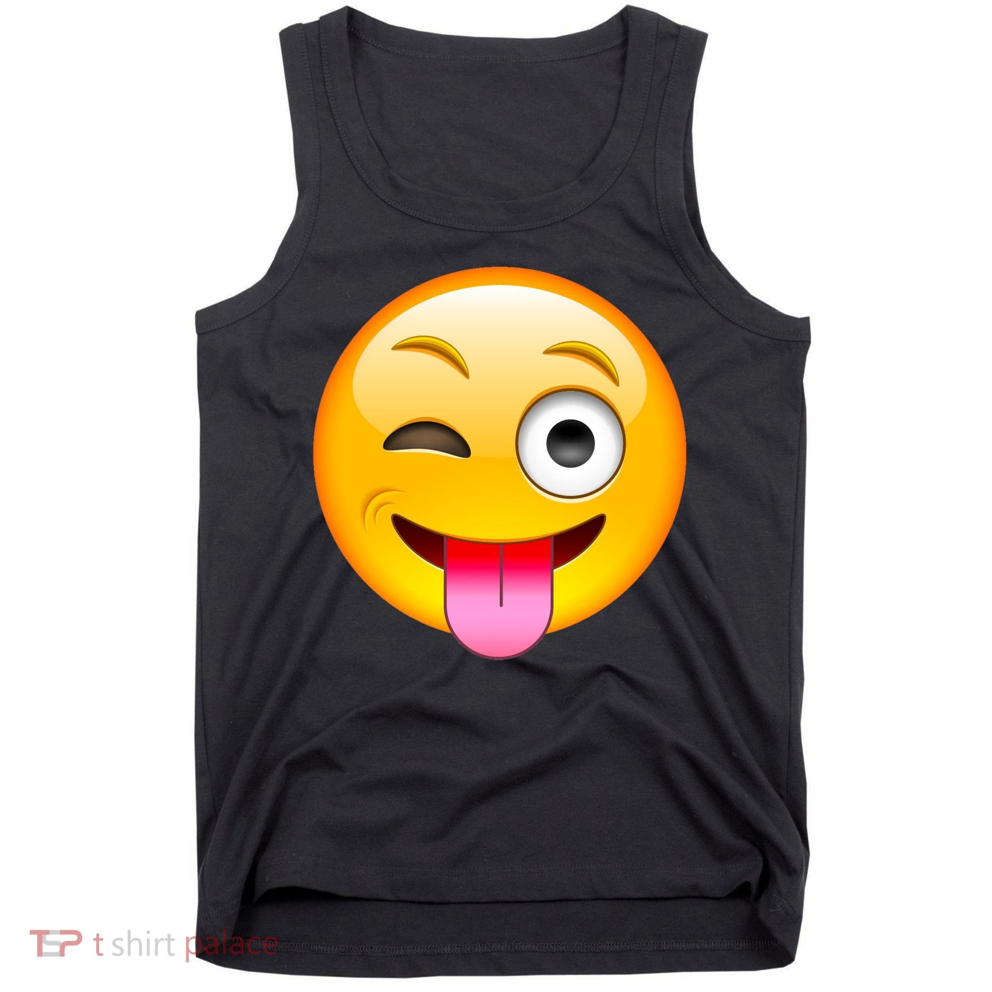 Emoticon Tongue Out Emoji with Winking Eye Smiley Tank Top