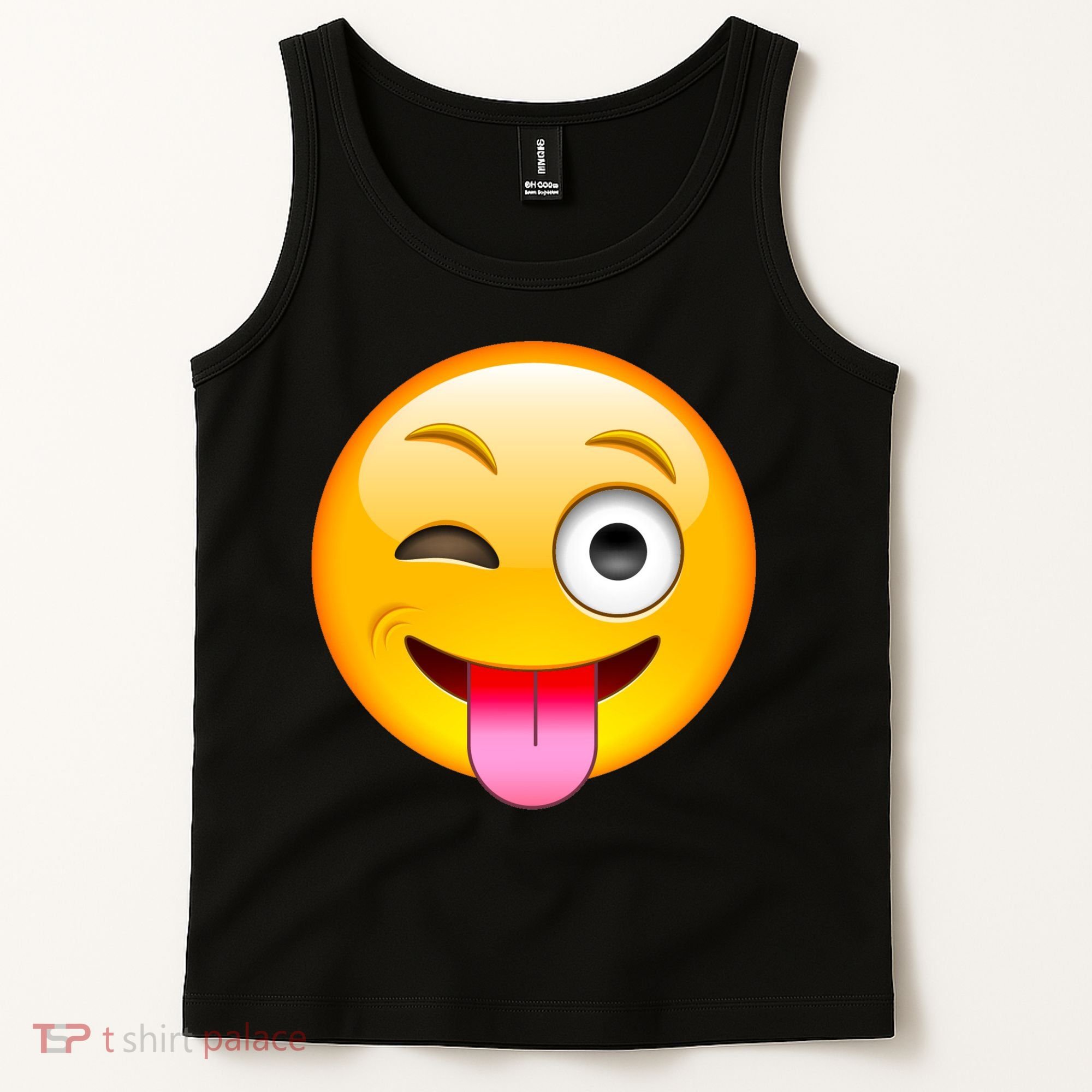 Emoticon Tongue Out Emoji with Winking Eye Smiley Tank Top