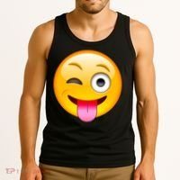 Emoticon Tongue Out Emoji with Winking Eye Smiley Tank Top thumb 3
