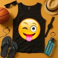 Emoticon Tongue Out Emoji with Winking Eye Smiley Tank Top thumb 4