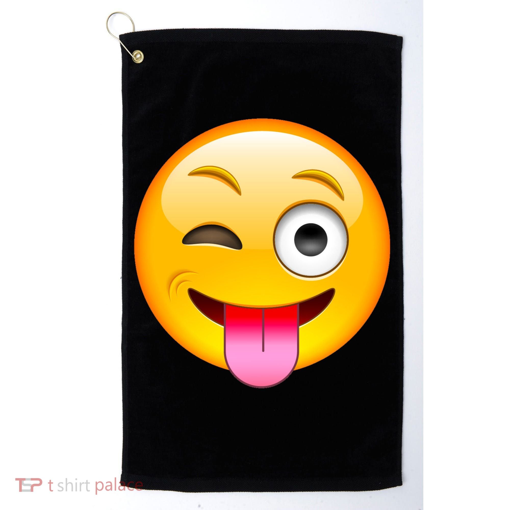 Emoticon Tongue Out Emoji with Winking Eye Smiley Golf Towel