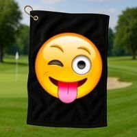 Emoticon Tongue Out Emoji with Winking Eye Smiley Golf Towel thumb 1