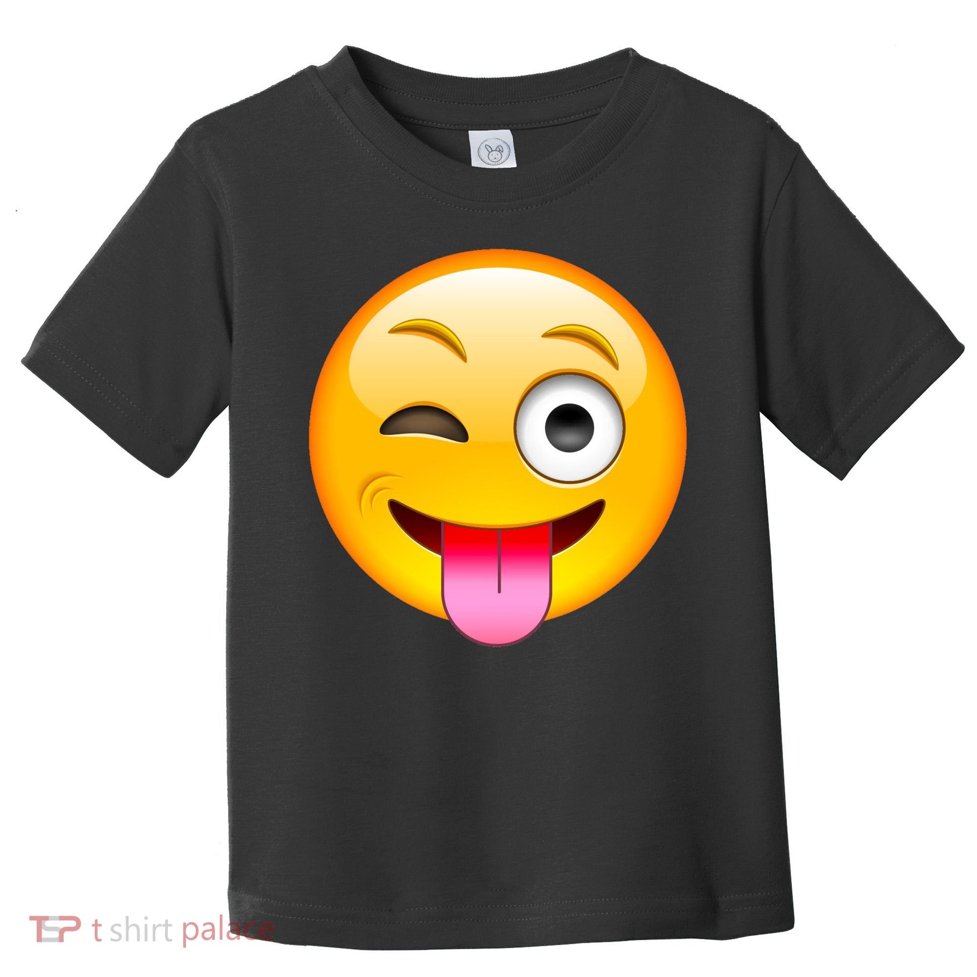 Emoticon Tongue Out Emoji with Winking Eye Smiley Toddler T-Shirt