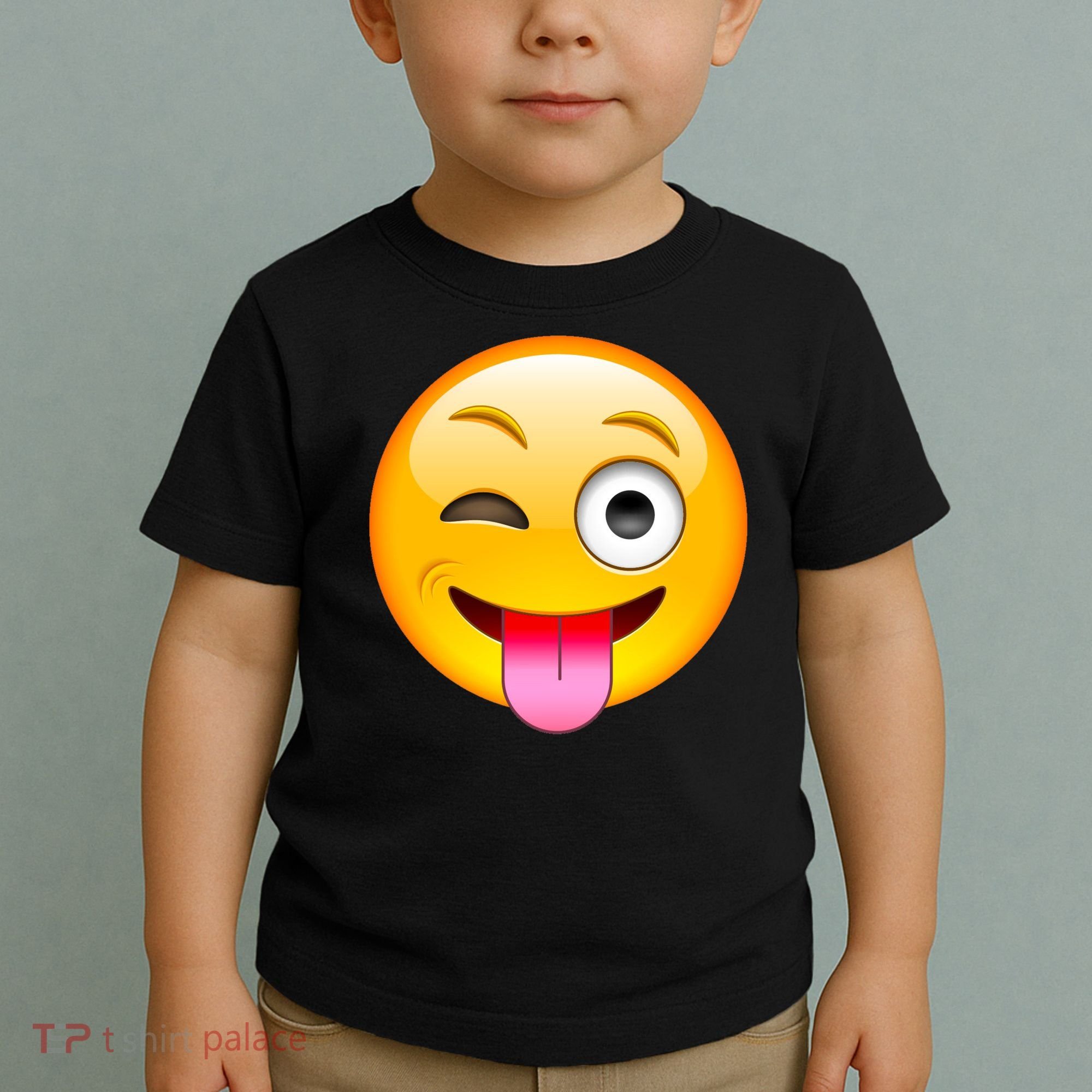 Emoticon Tongue Out Emoji with Winking Eye Smiley Toddler T-Shirt