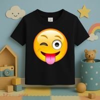 Emoticon Tongue Out Emoji with Winking Eye Smiley Toddler T-Shirt thumb 3