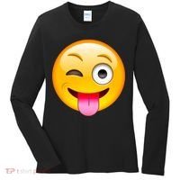 Emoticon Tongue Out Emoji with Winking Eye Smiley Women's Long Sleeve Shirt thumb 0