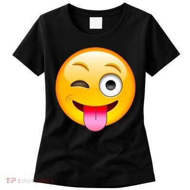 Emoticon Tongue Out Emoji with Winking Eye Smiley Women's T-Shirt
