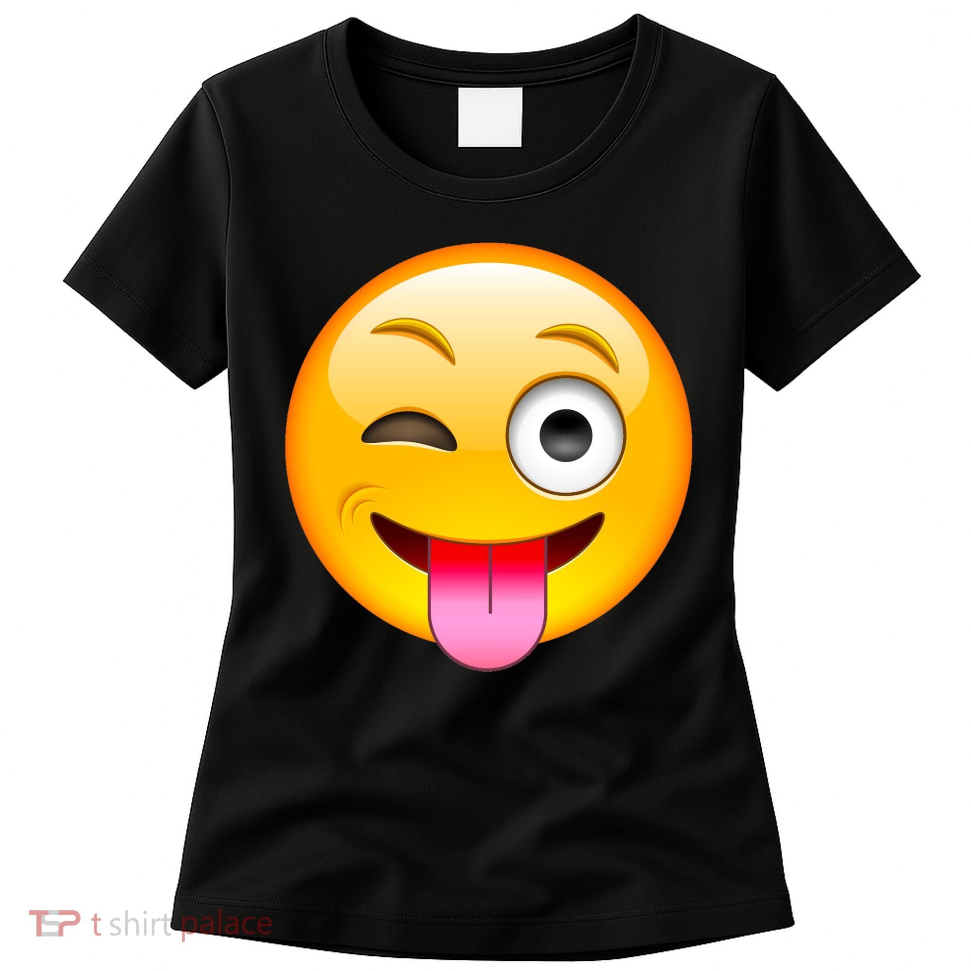 Emoticon Tongue Out Emoji with Winking Eye Smiley Women's T-Shirt