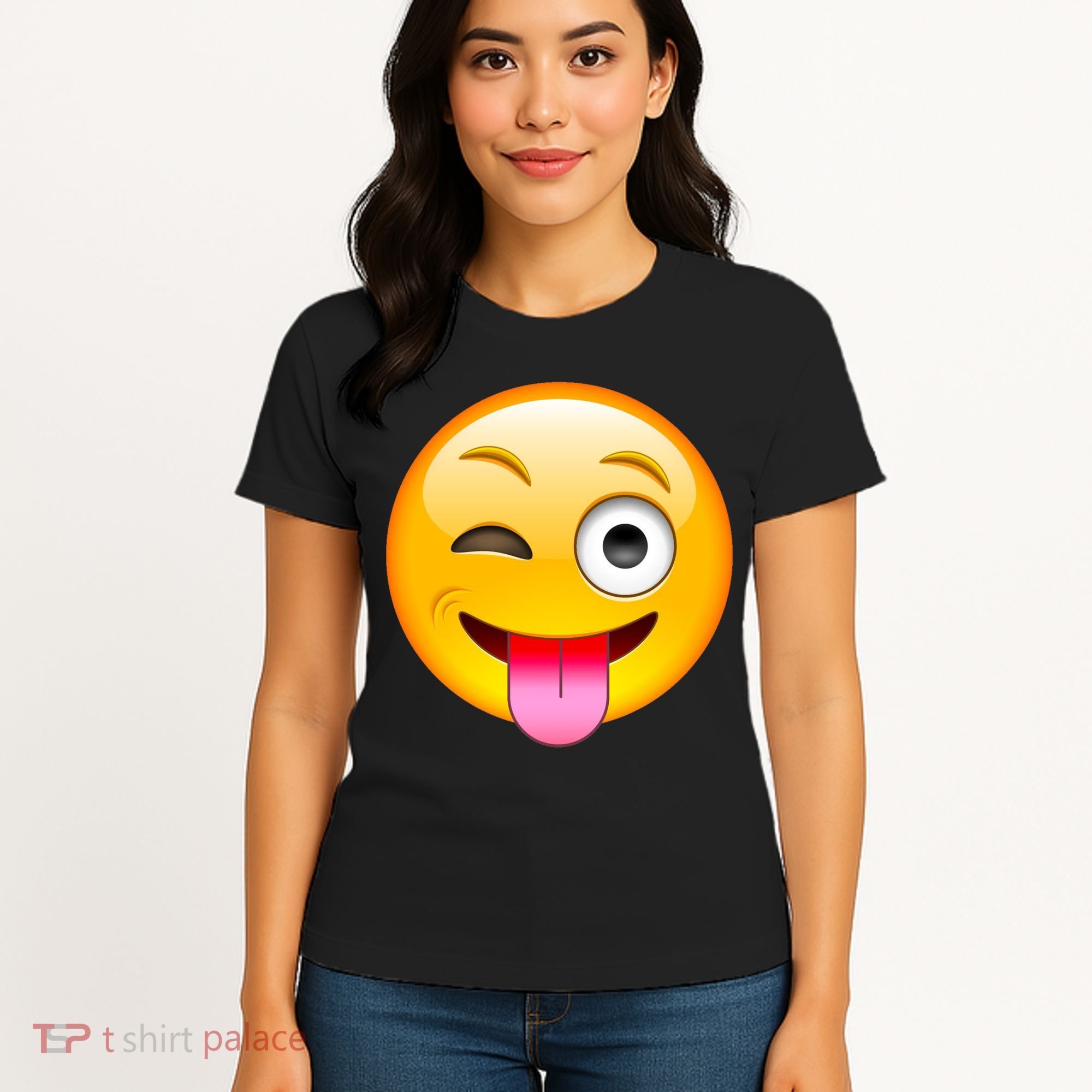 Emoticon Tongue Out Emoji with Winking Eye Smiley Women's T-Shirt