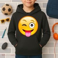 Emoticon Tongue Out Emoji with Winking Eye Smiley Kids Hoodie thumb 2