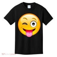 Emoticon Tongue Out Emoji with Winking Eye Smiley Kids T-Shirt thumb 0
