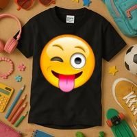 Emoticon Tongue Out Emoji with Winking Eye Smiley Kids T-Shirt thumb 3