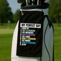 Ethereum My Perfect Day, Buy Crypto, Buy ETH, Funny Crypto Meme Golf Towel thumb 2