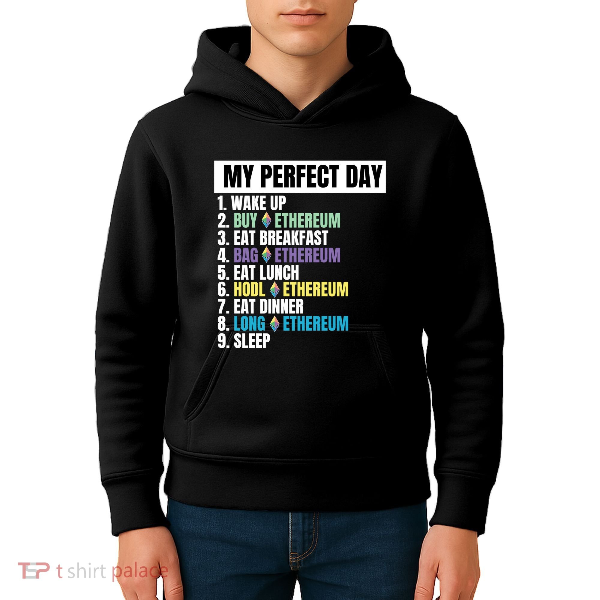 Ethereum My Perfect Day, Buy Crypto, Buy ETH, Funny Crypto Meme Kids Hoodie