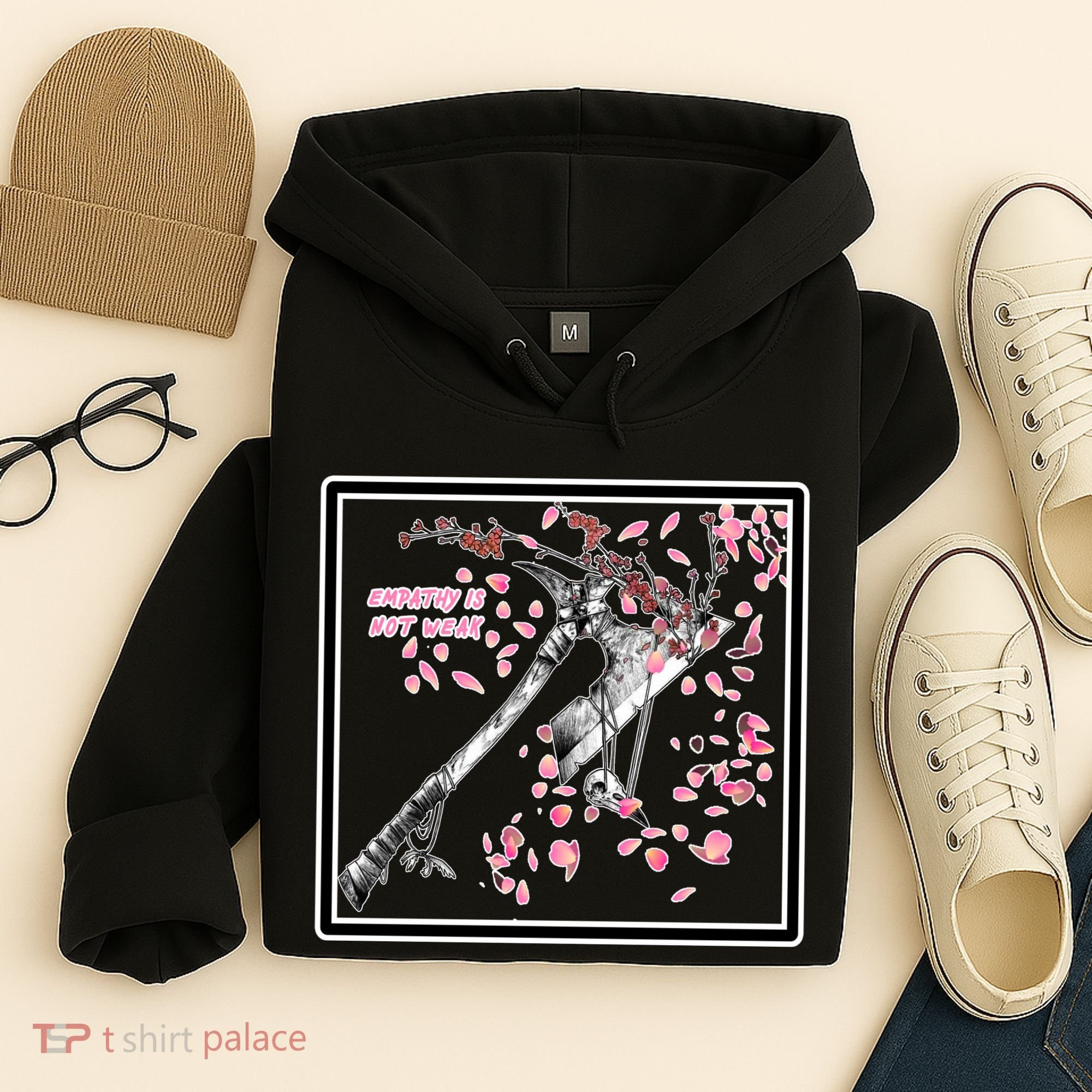 Empathy Is Not Weak Animae e Axe Floral Hoodie