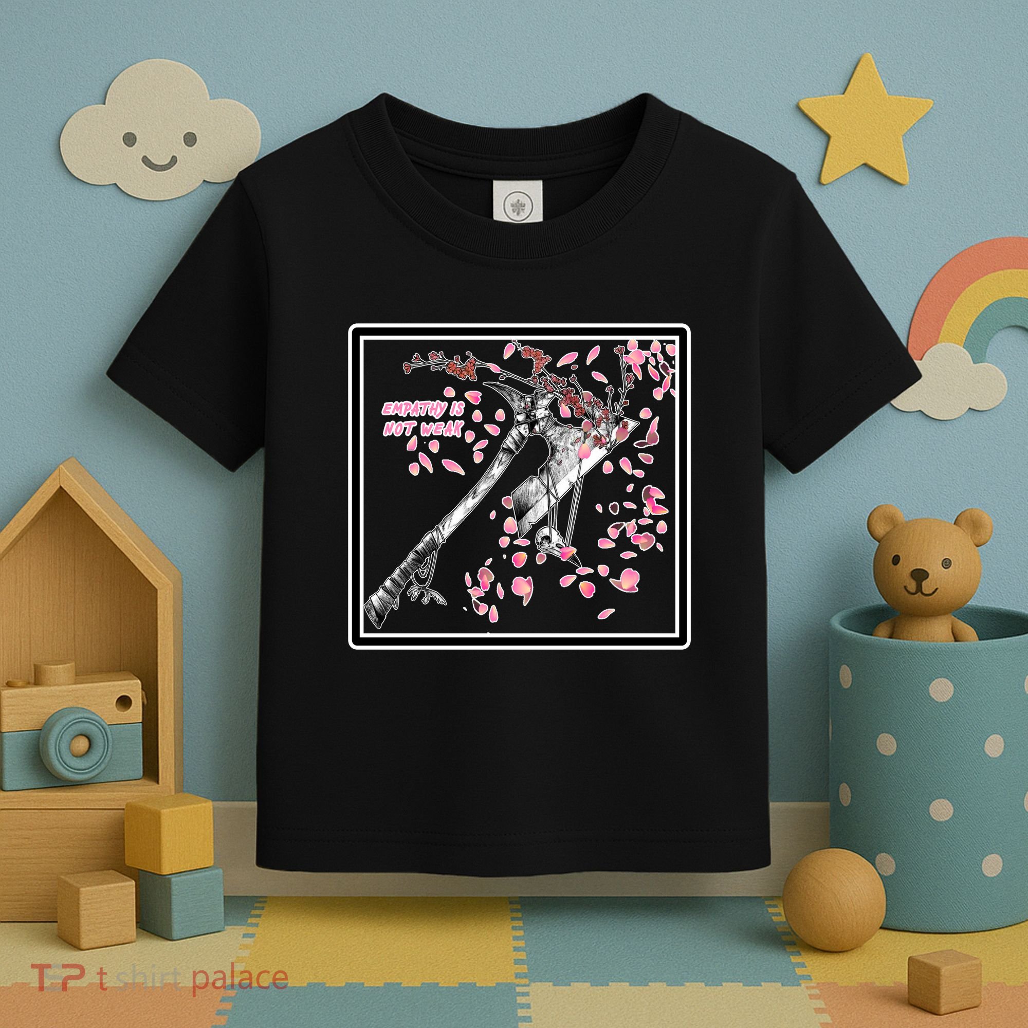 Empathy Is Not Weak Animae e Axe Floral Toddler T-Shirt
