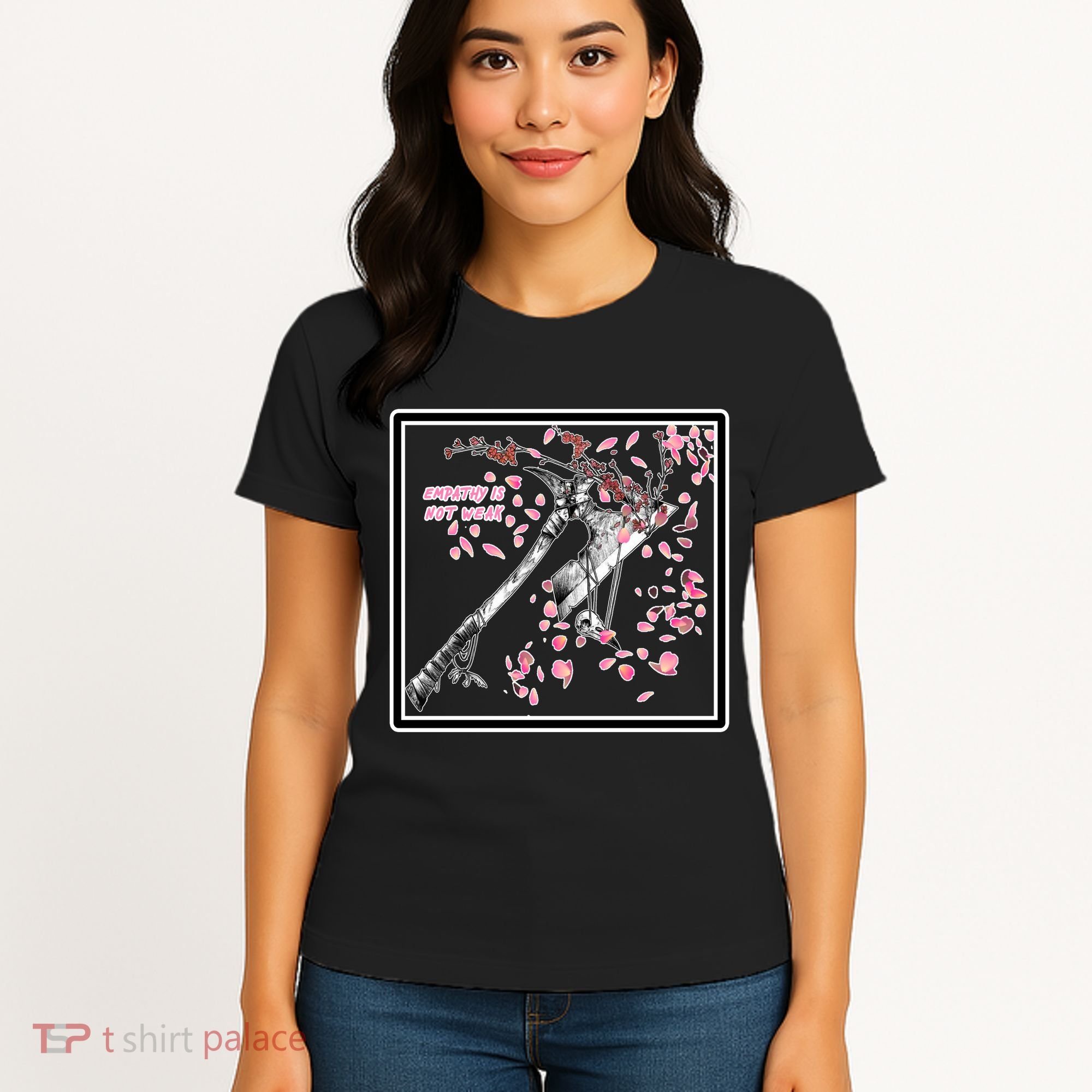 Empathy Is Not Weak Animae e Axe Floral Women's T-Shirt