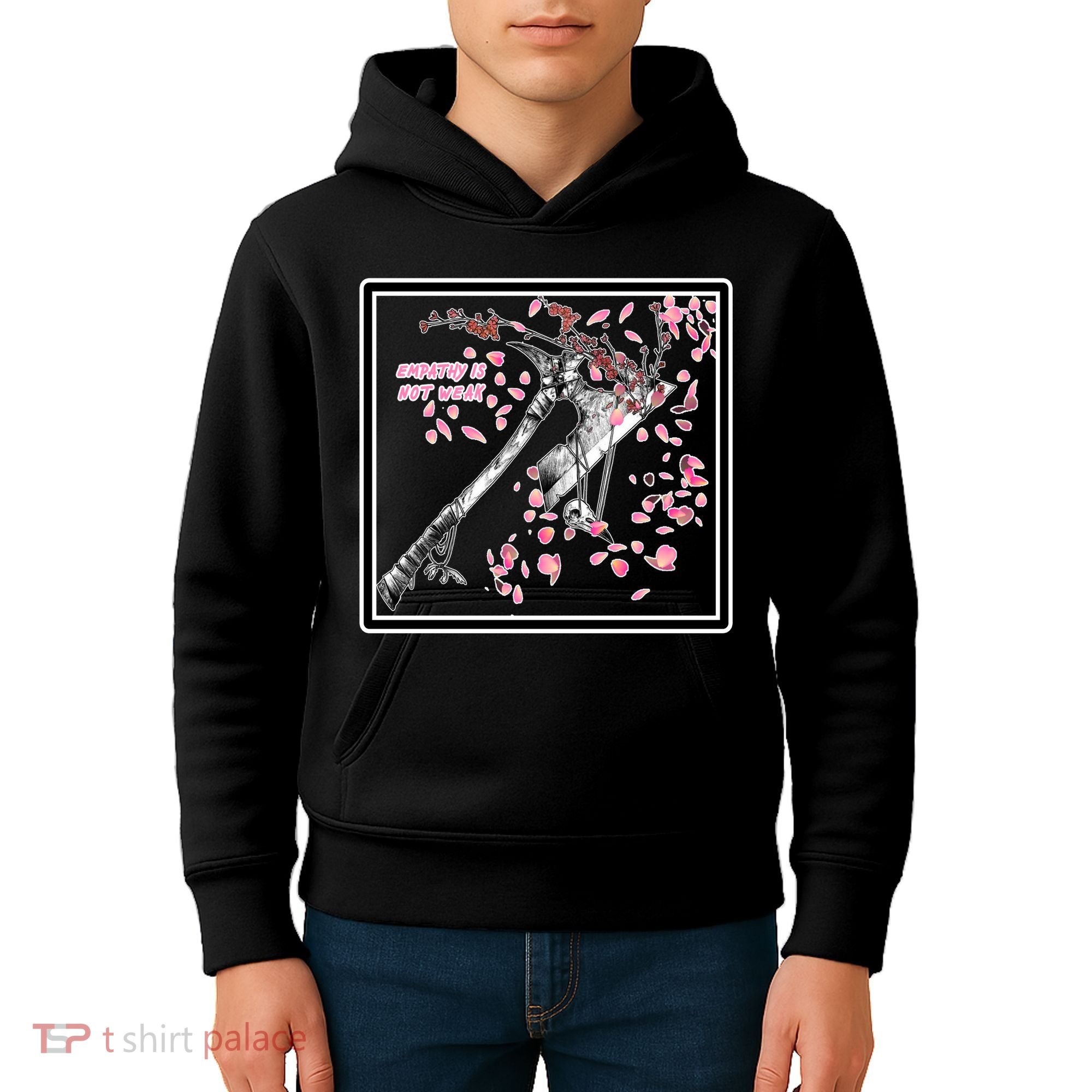 Empathy Is Not Weak Animae e Axe Floral Kids Hoodie