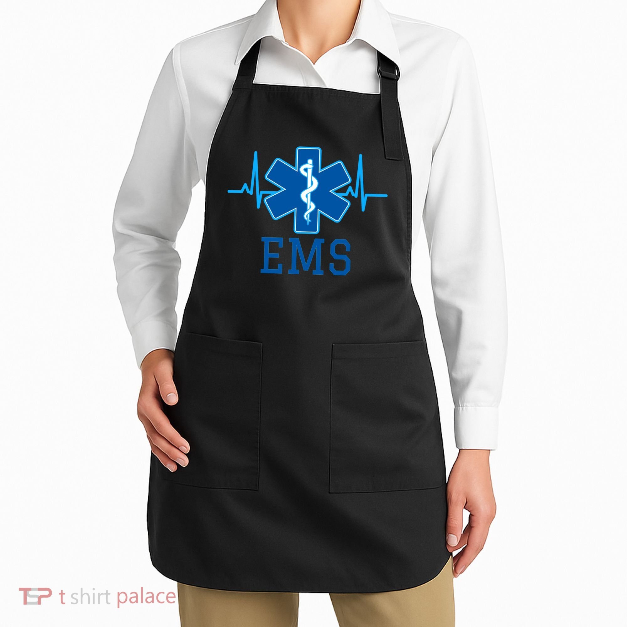 EMS Emergency Medical Services Pulse Logo Apron
