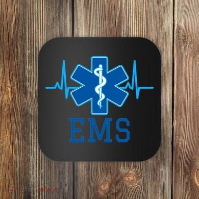 EMS Emergency Medical Services Pulse Logo Coaster