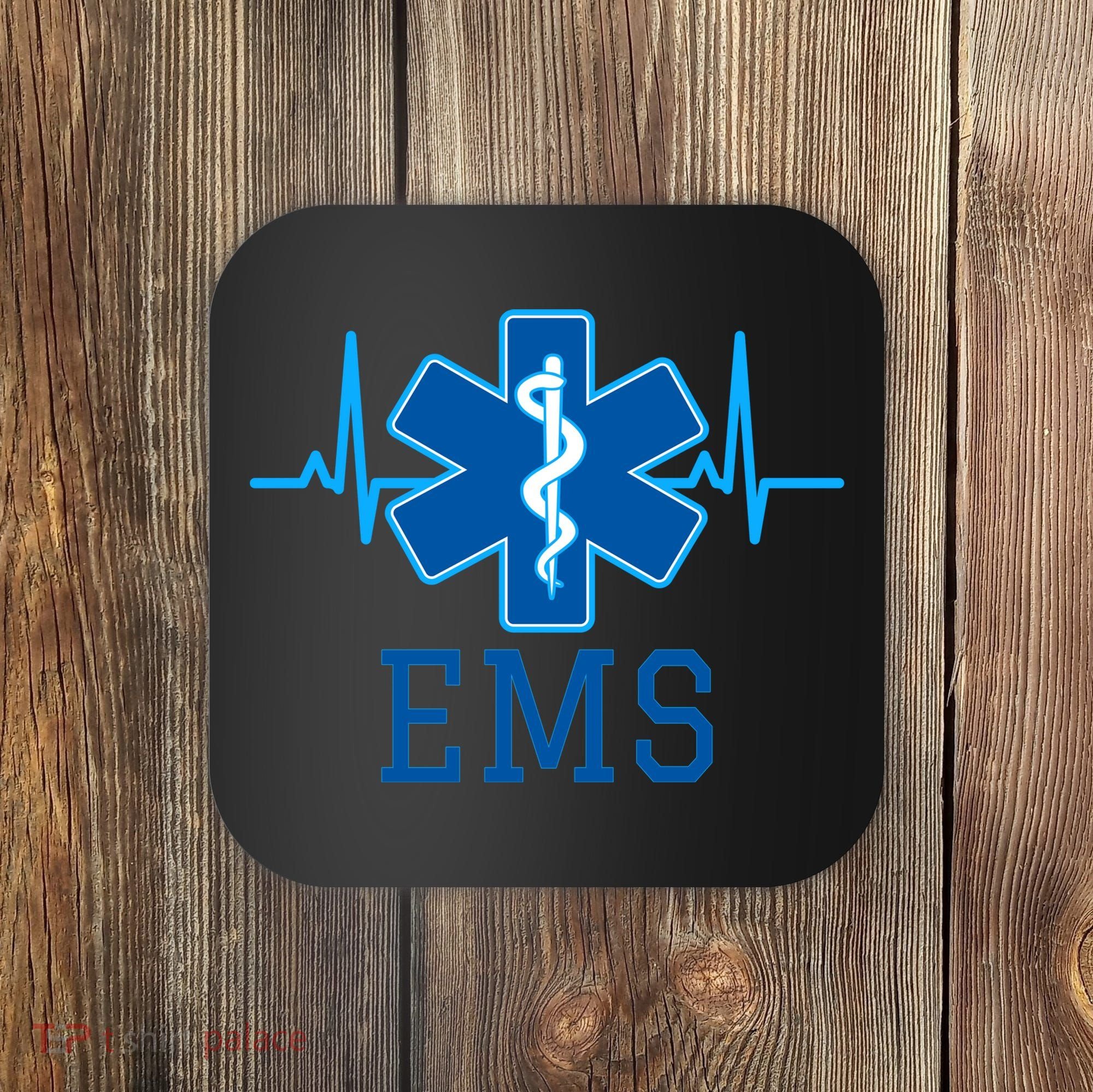 EMS Emergency Medical Services Pulse Logo Coaster