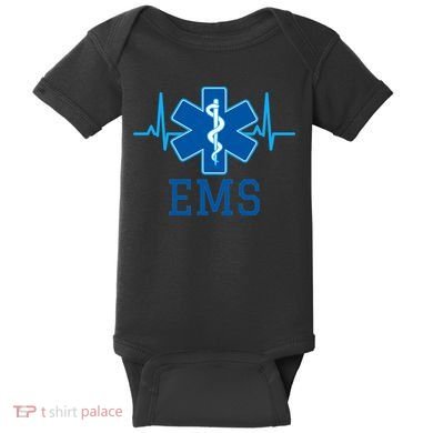 EMS Emergency Medical Services Pulse Logo Baby Bodysuit
