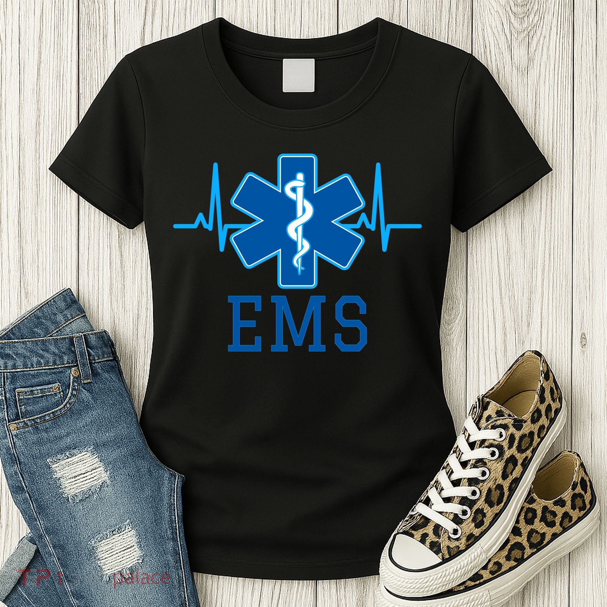 EMS Emergency Medical Services Pulse Logo Women's T-Shirt
