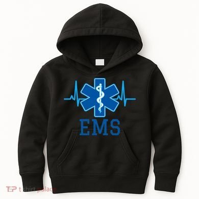EMS Emergency Medical Services Pulse Logo Kids Hoodie