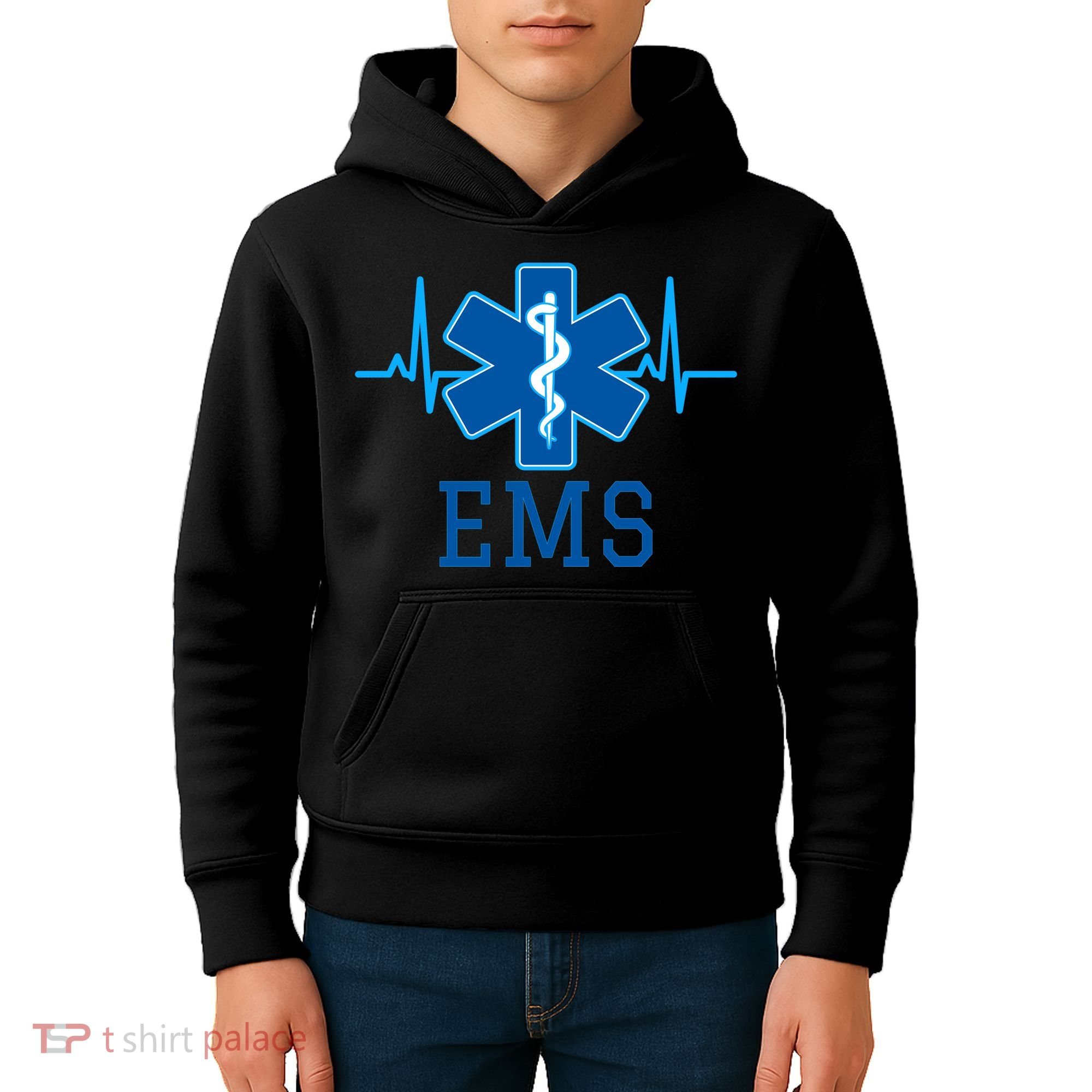 EMS Emergency Medical Services Pulse Logo Kids Hoodie
