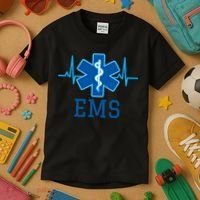 EMS Emergency Medical Services Pulse Logo Kids T-Shirt thumb 3