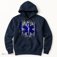 EMS Emergency Medical Services Ripped Torn Flag Hoodie thumb 0