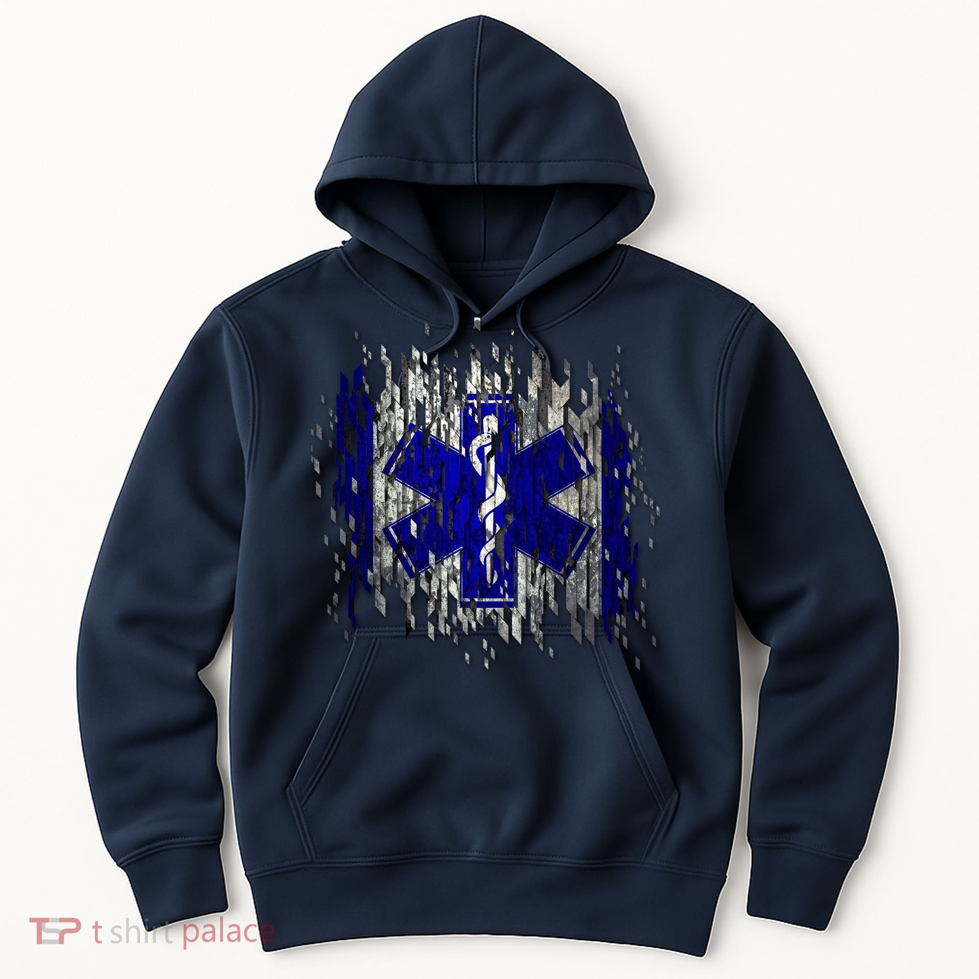 EMS Emergency Medical Services Ripped Torn Flag Hoodie