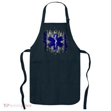 EMS Emergency Medical Services Ripped Torn Flag Apron