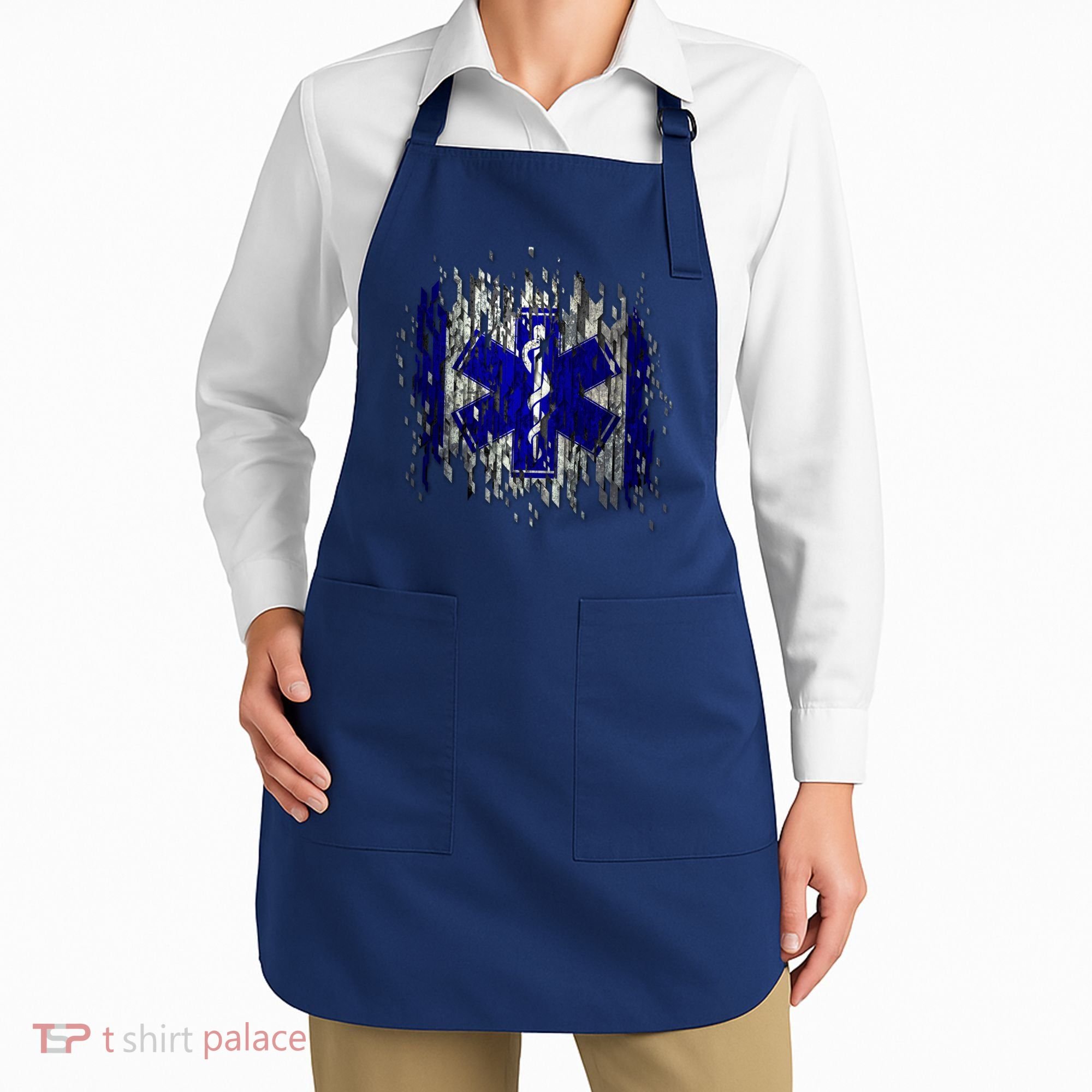 EMS Emergency Medical Services Ripped Torn Flag Apron