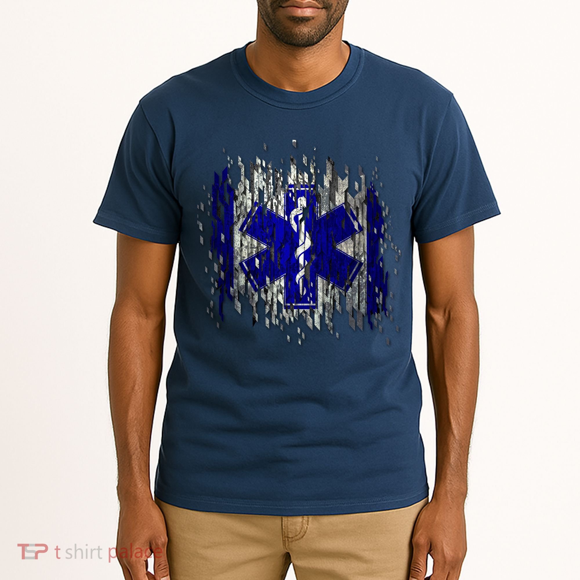 EMS Emergency Medical Services Ripped Torn Flag Tall T-Shirt