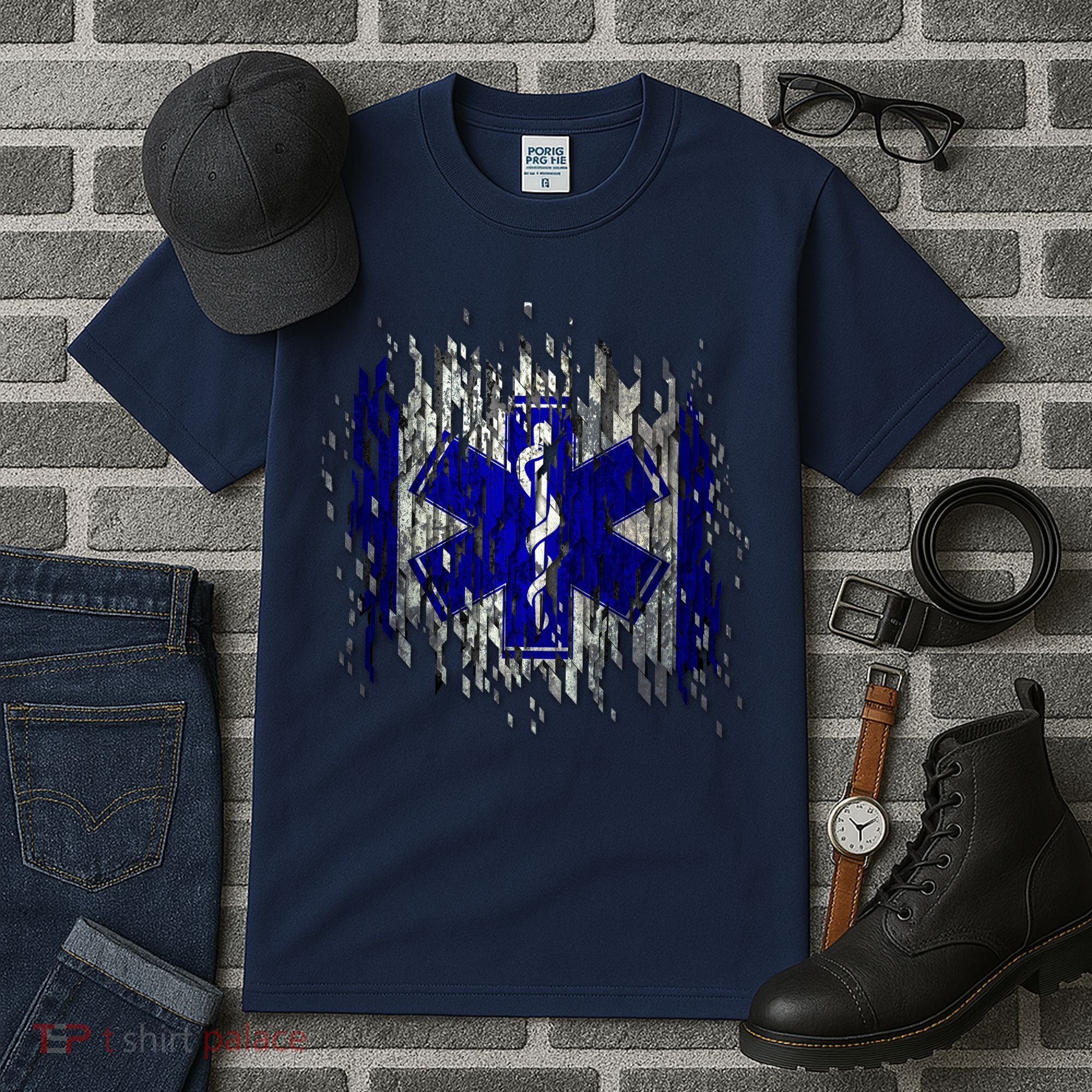 EMS Emergency Medical Services Ripped Torn Flag Tall T-Shirt