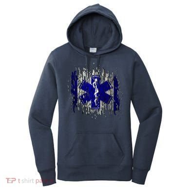 EMS Emergency Medical Services Ripped Torn Flag Women's Hoodie