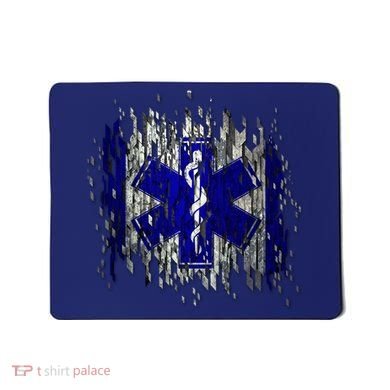 EMS Emergency Medical Services Ripped Torn Flag Mousepad