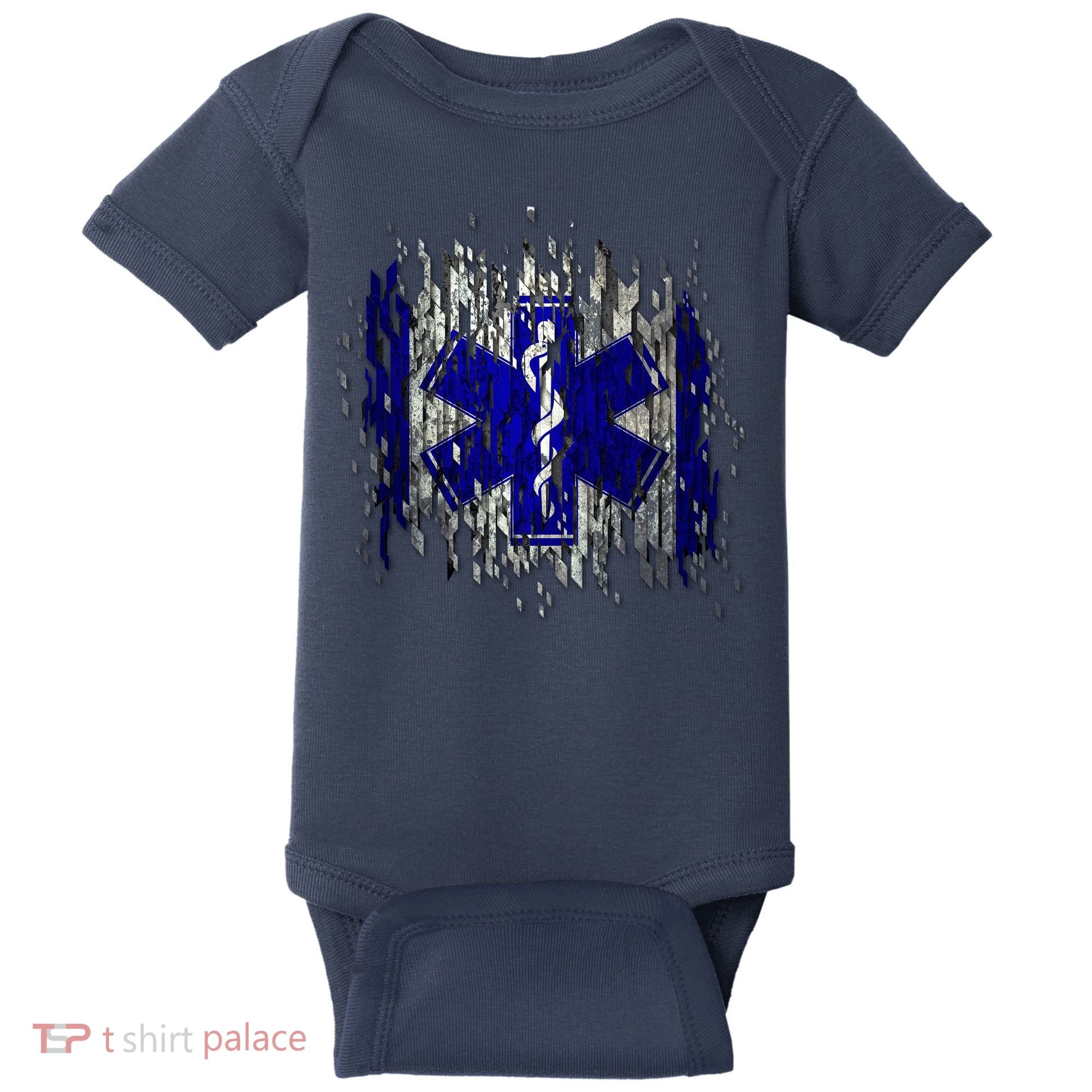 EMS Emergency Medical Services Ripped Torn Flag Baby Bodysuit
