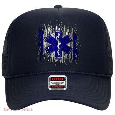 EMS Emergency Medical Services Ripped Torn Flag Hat