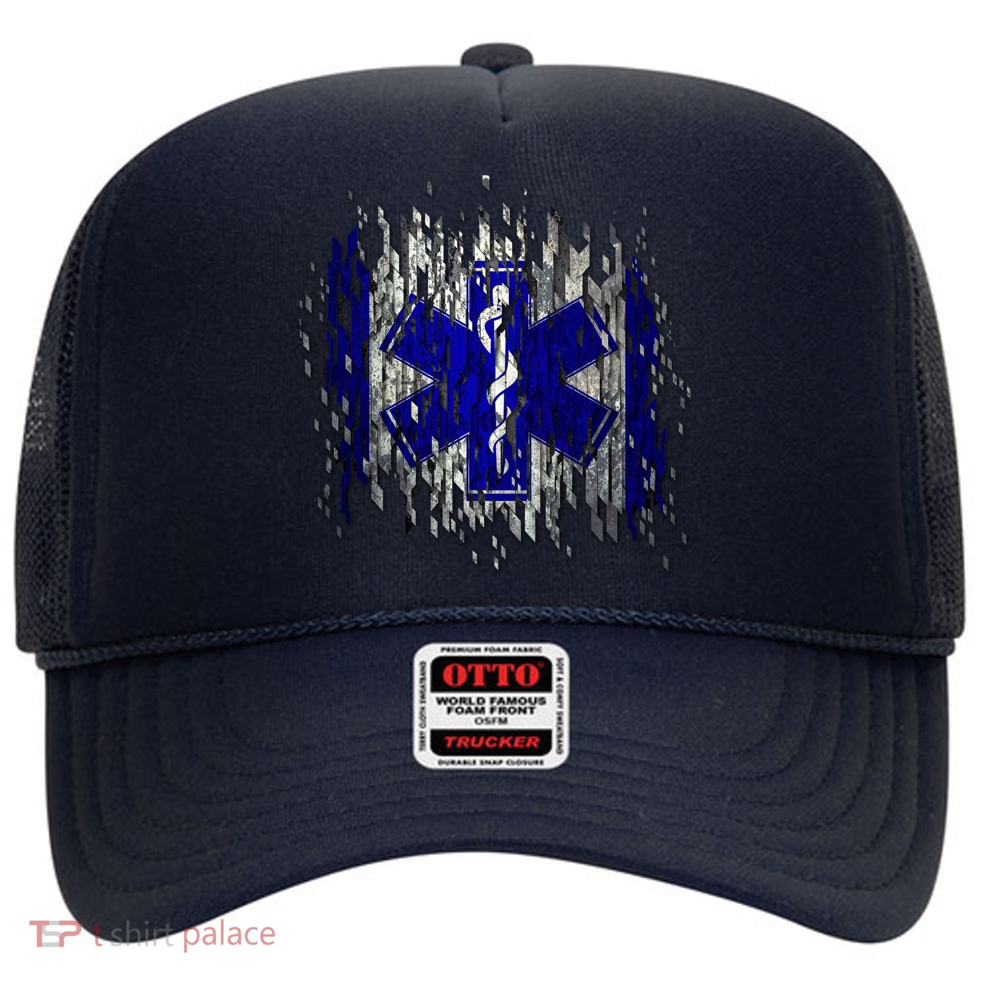 EMS Emergency Medical Services Ripped Torn Flag Hat