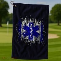 EMS Emergency Medical Services Ripped Torn Flag Golf Towel thumb 1