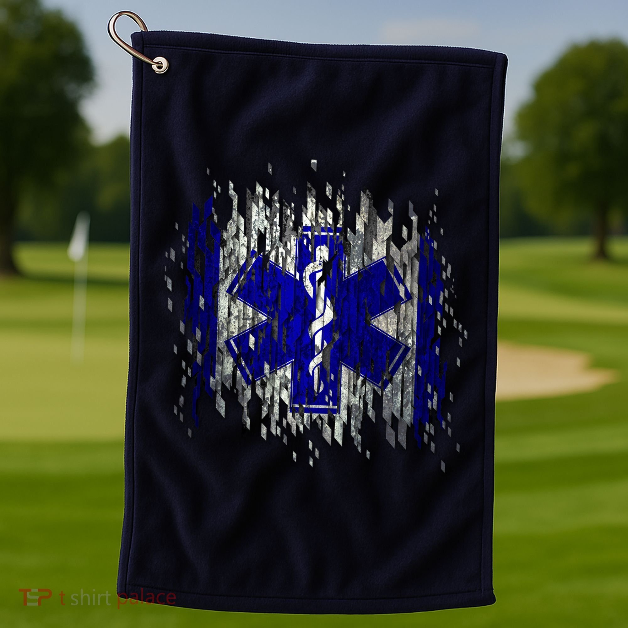 EMS Emergency Medical Services Ripped Torn Flag Golf Towel