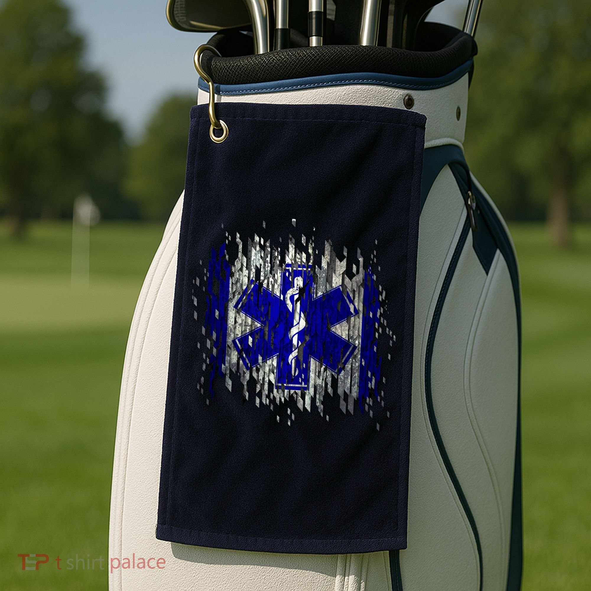 EMS Emergency Medical Services Ripped Torn Flag Golf Towel