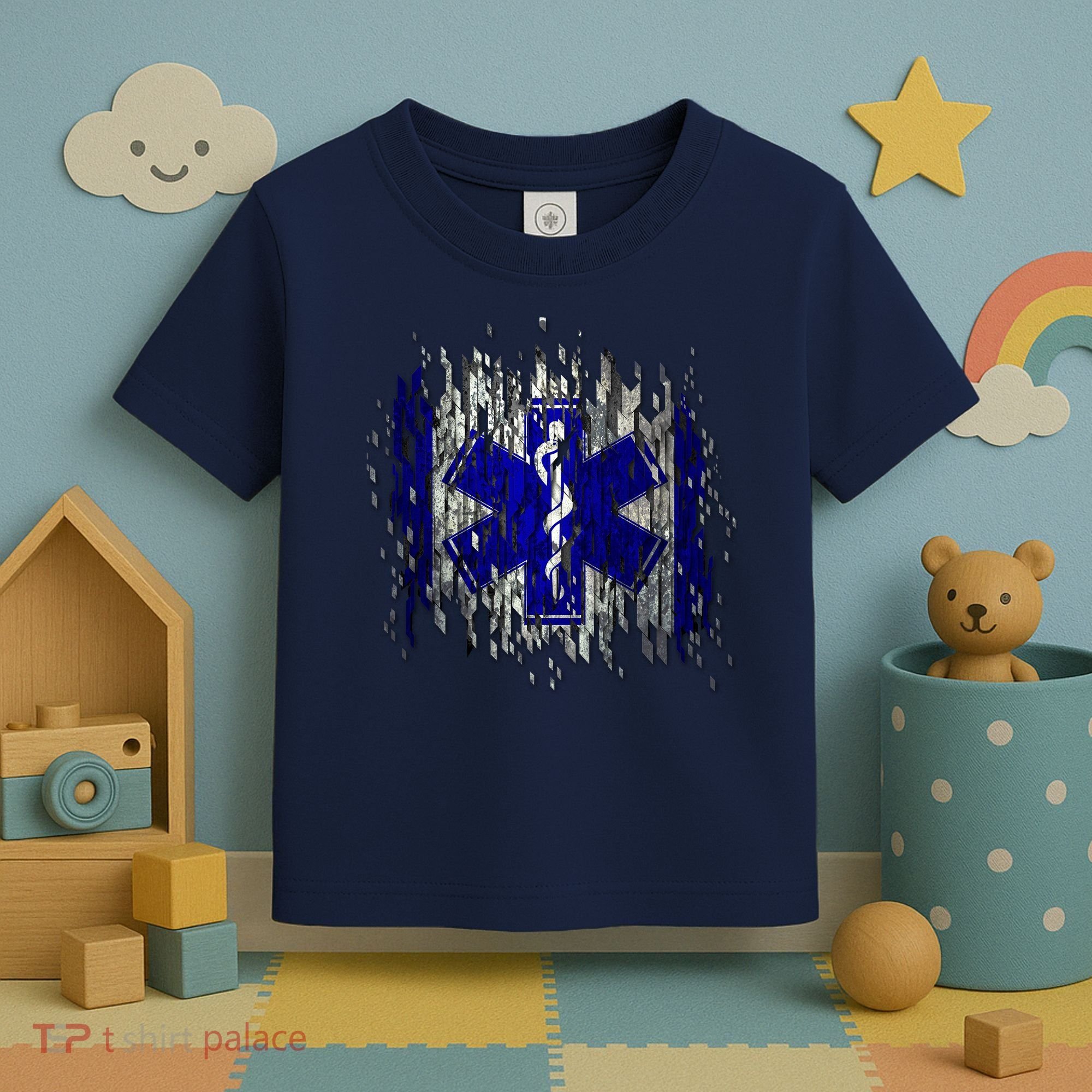 EMS Emergency Medical Services Ripped Torn Flag Toddler T-Shirt