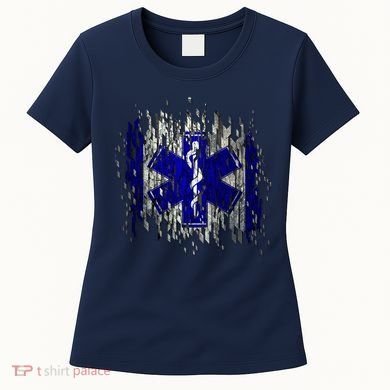 EMS Emergency Medical Services Ripped Torn Flag Women's T-Shirt
