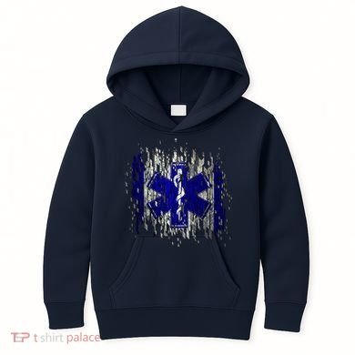 EMS Emergency Medical Services Ripped Torn Flag Kids Hoodie